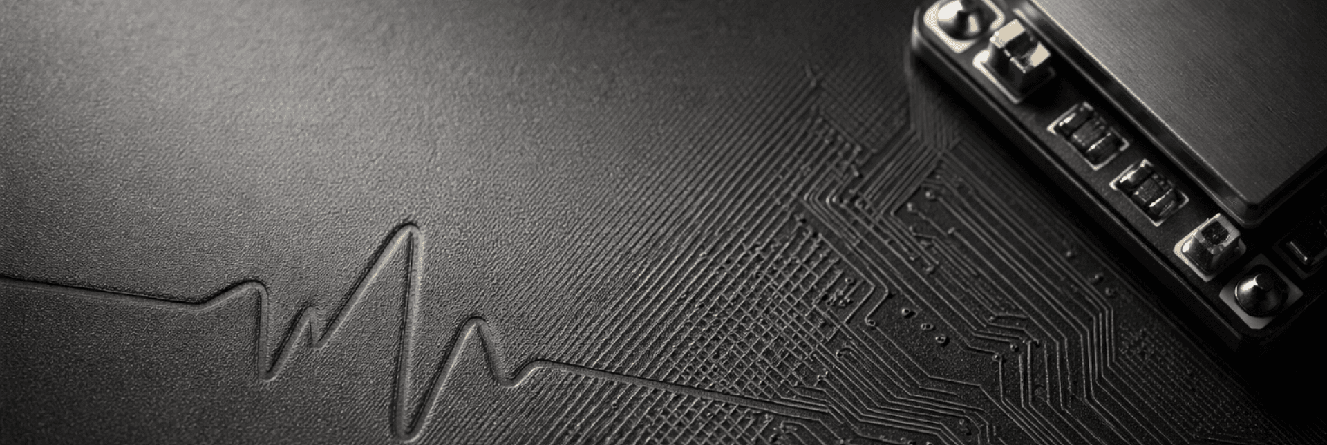 Circuit and electronics themed background for news and knowledge page